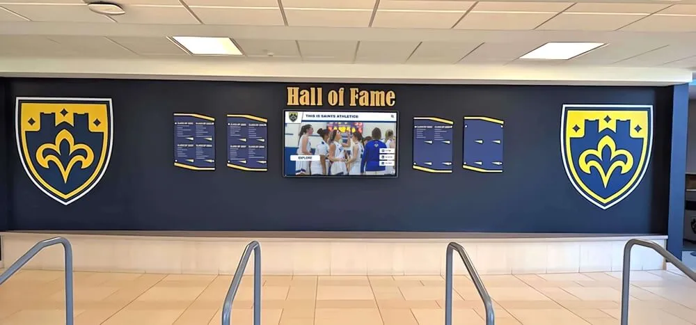 College heritage wall display