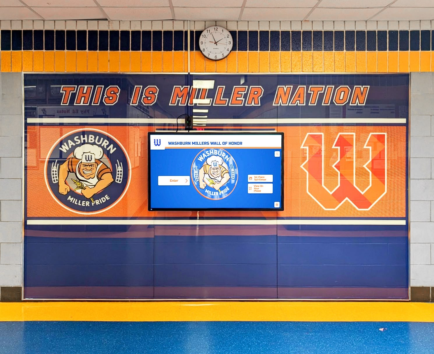 School hallway with recognition display