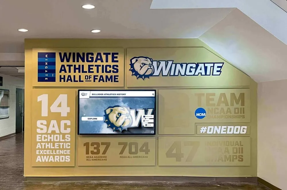 University athletic recognition display